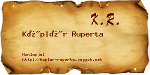 Káplár Ruperta névjegykártya